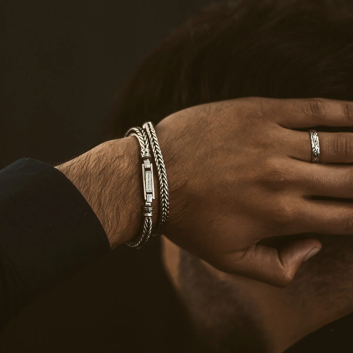 Adam - Sterling Silver Braided Bracelet 5mm - Image 4