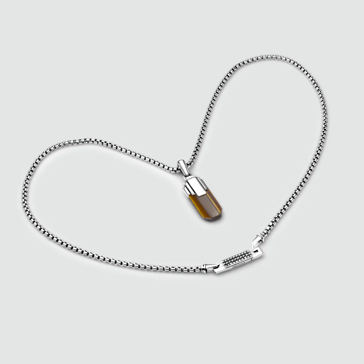 Tahqim - Art Deco Silver Tiger Eye Pendant - Image 7