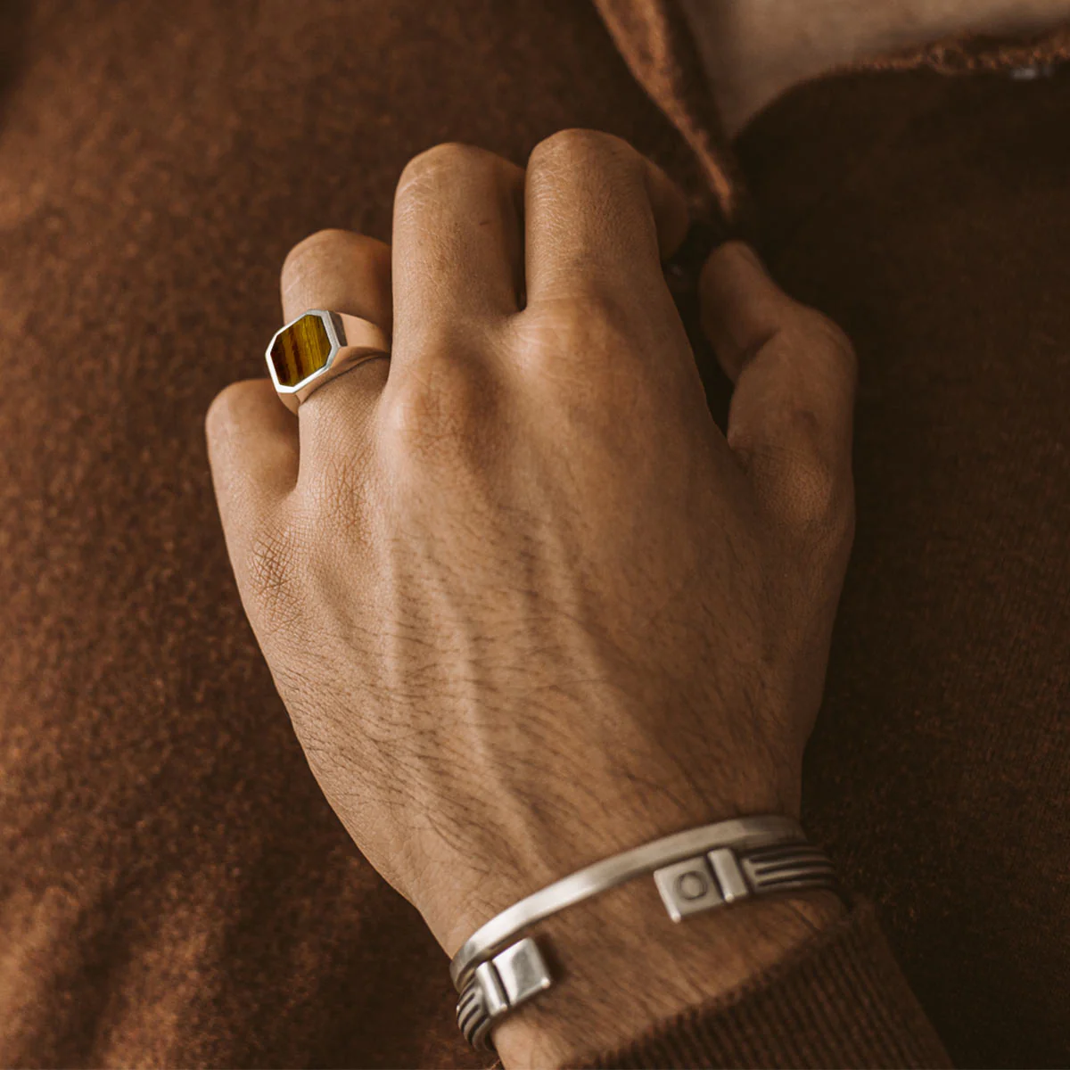 Alem - Tiger Eye Stone Signet Ring 13mm - Image 4