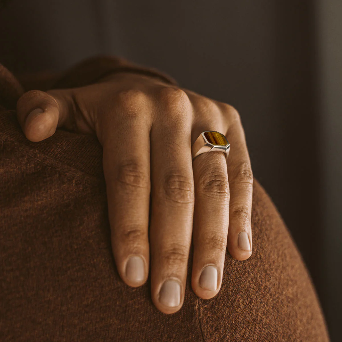 Alem - Tiger Eye Stone Signet Ring 13mm - Image 8