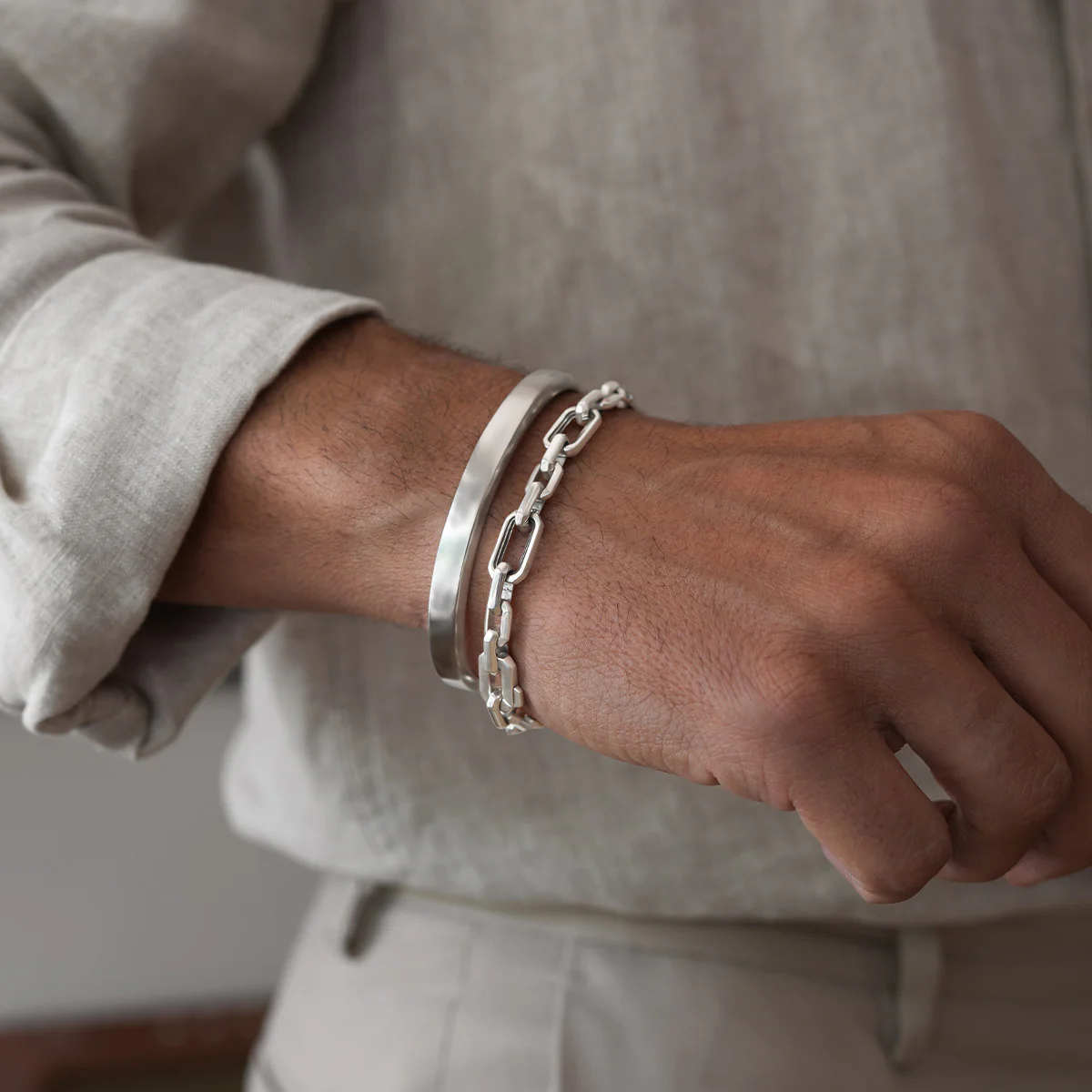 Aqdās - Roman Sterling Silver Chain Link Bracelet 8.5mm - Image 4