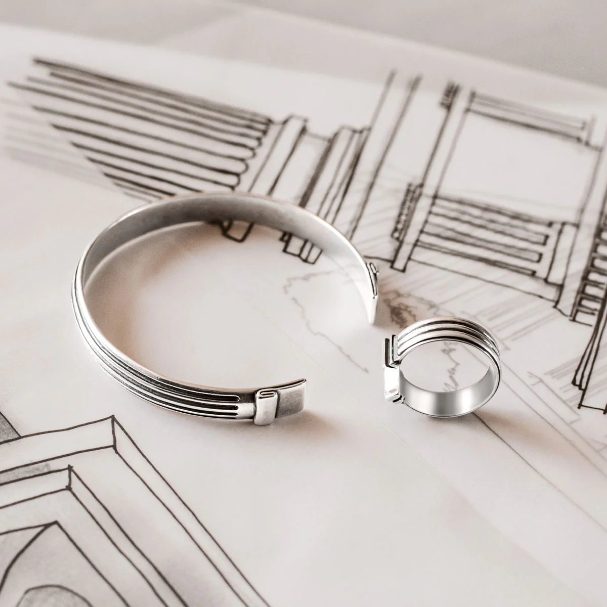 Mateen - Oxidised Sterling Silver Bangle Ring 10mm - Image 11