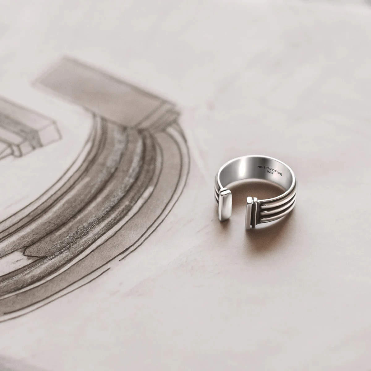 Mateen - Oxidised Sterling Silver Bangle Ring 10mm - Image 12