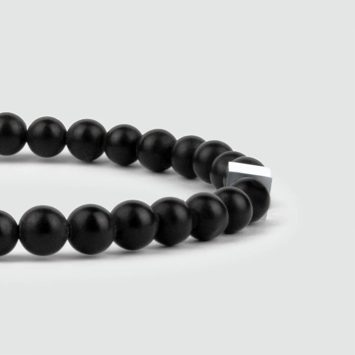 Aswad - Matt Black Beaded Bracelet 6mm - Image 3
