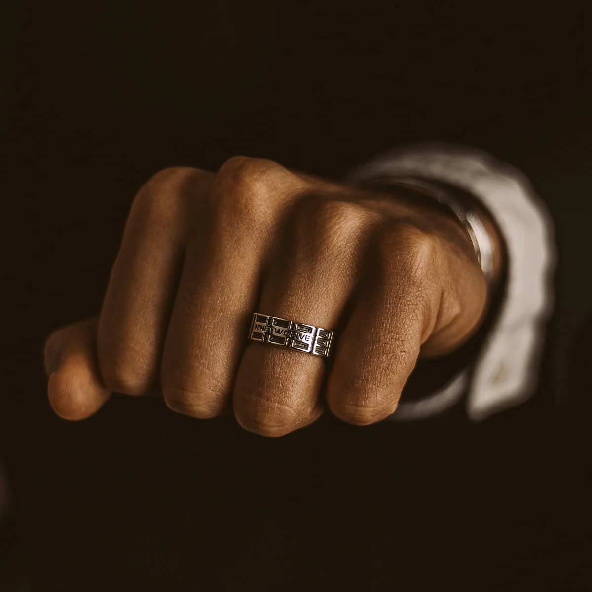 Ayman - Oxidised Sterling Silver Ring 7mm - Image 10