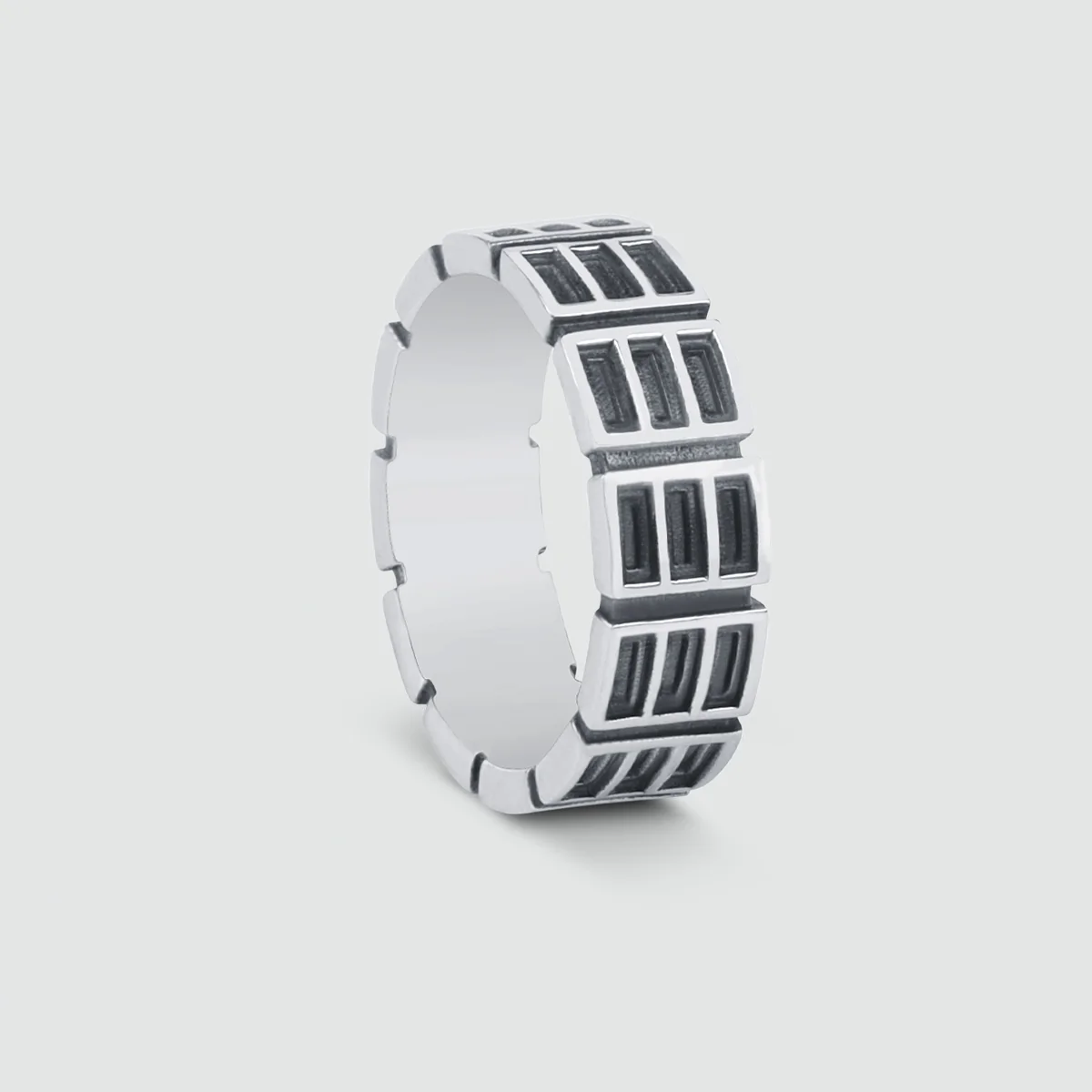 Ayman - Oxidised Sterling Silver Ring 7mm - Image 3
