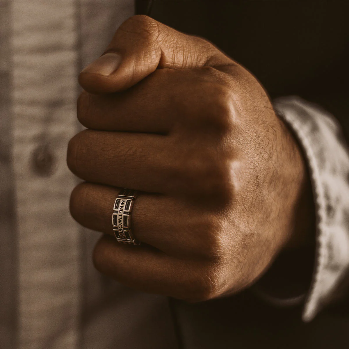Ayman - Oxidised Sterling Silver Ring 7mm - Image 8