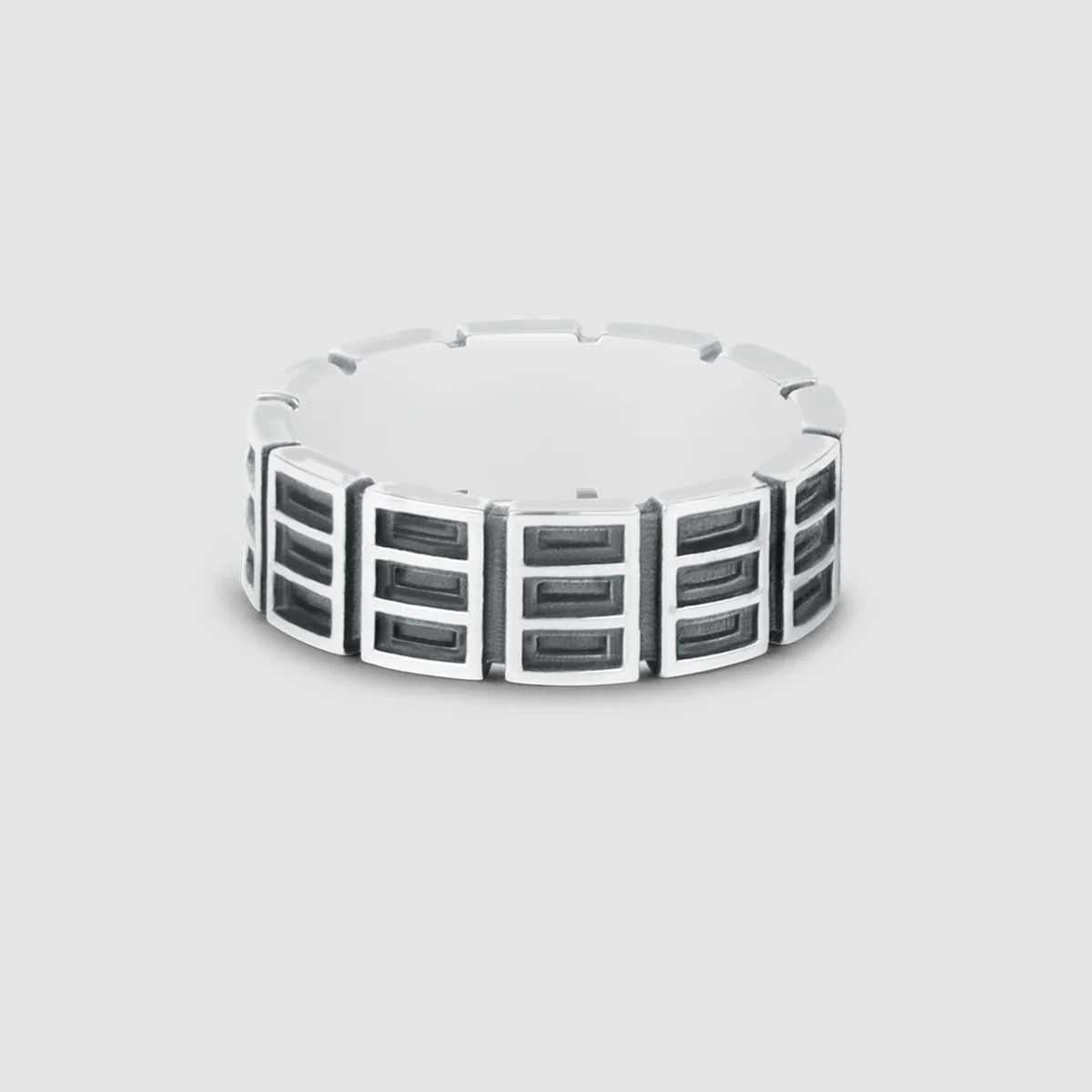 Ayman - Oxidised Sterling Silver Ring 7mm - Image 9