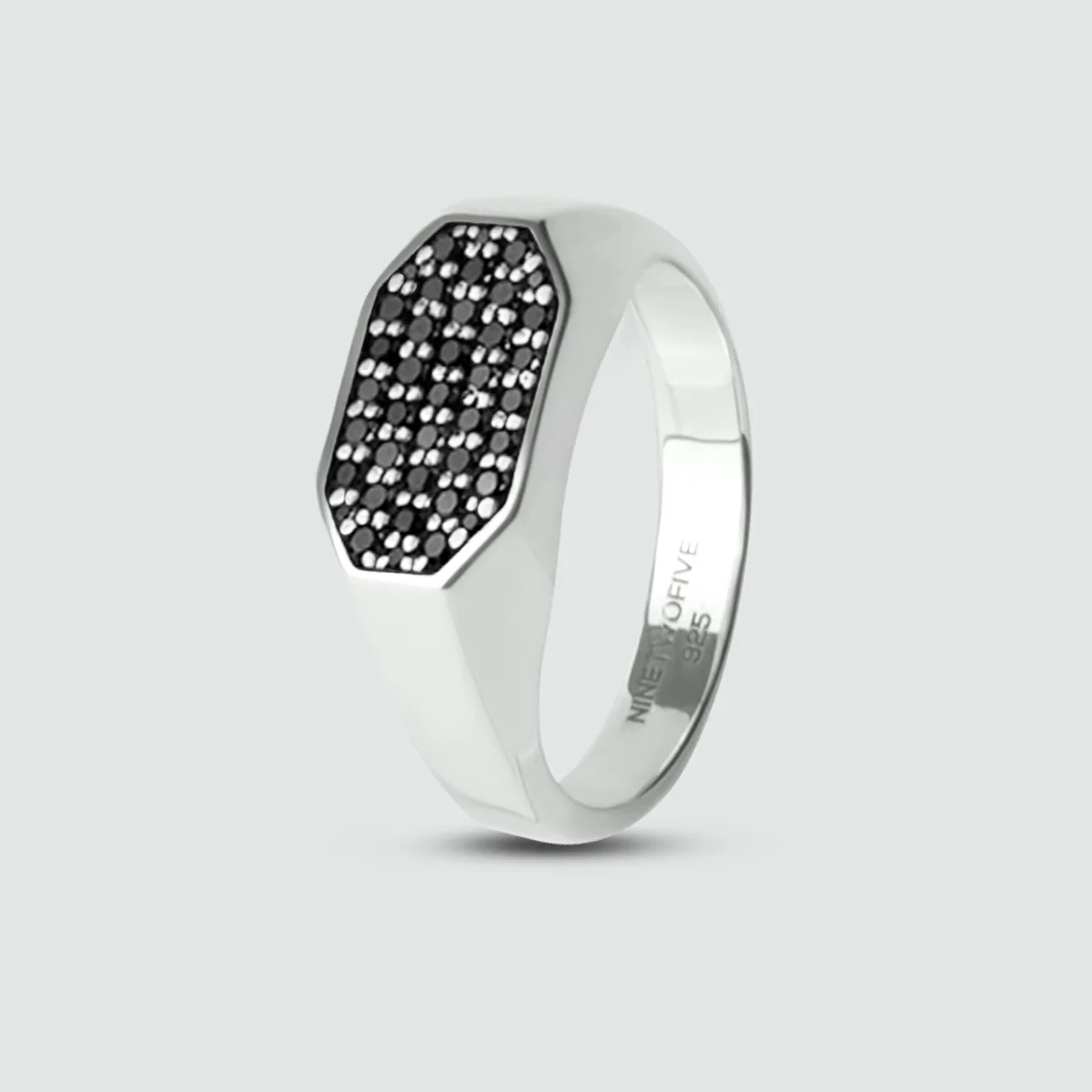 Azhar - Black Diamond Signet Ring 7mm - Image 3