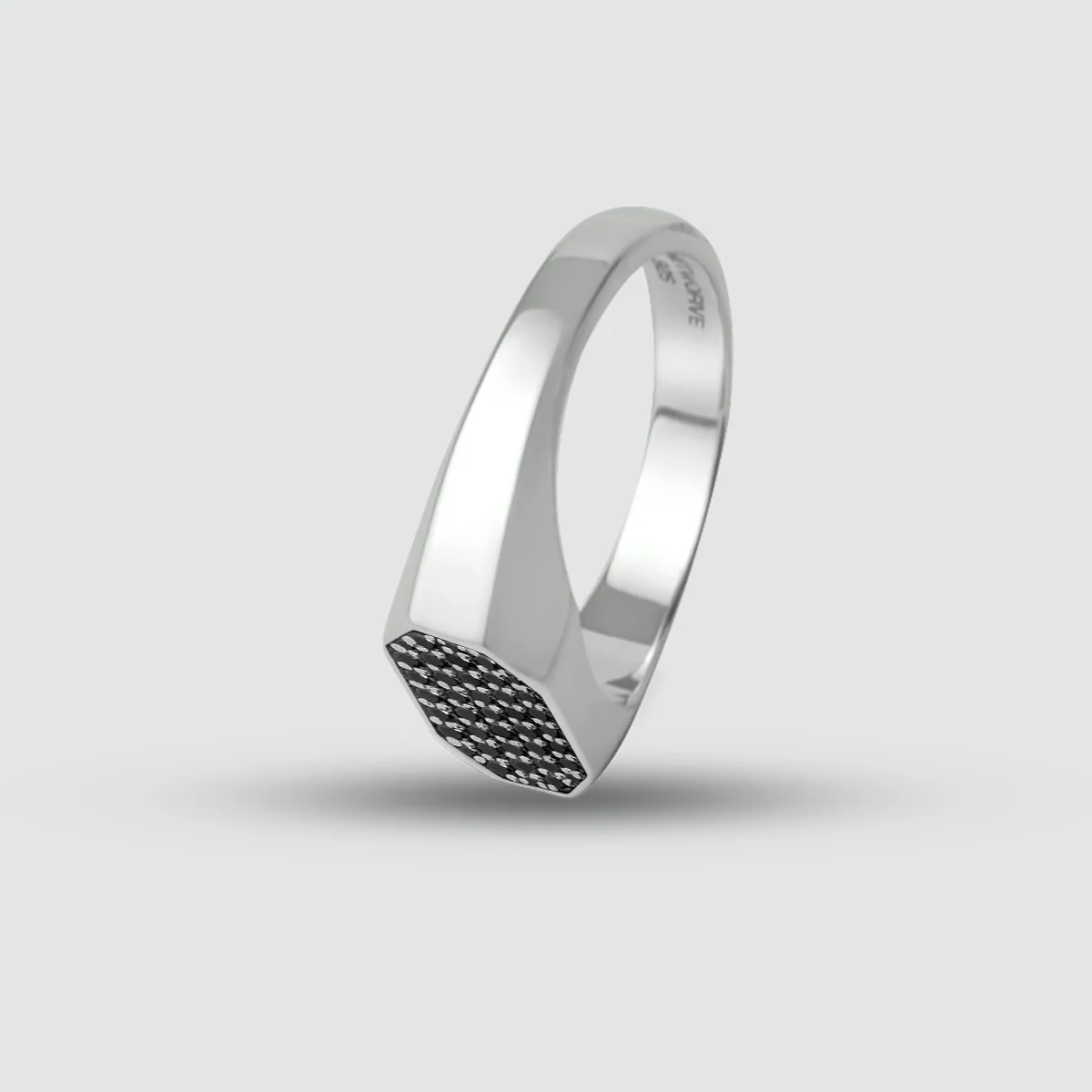 Azhar - Black Diamond Signet Ring 7mm - Image 8