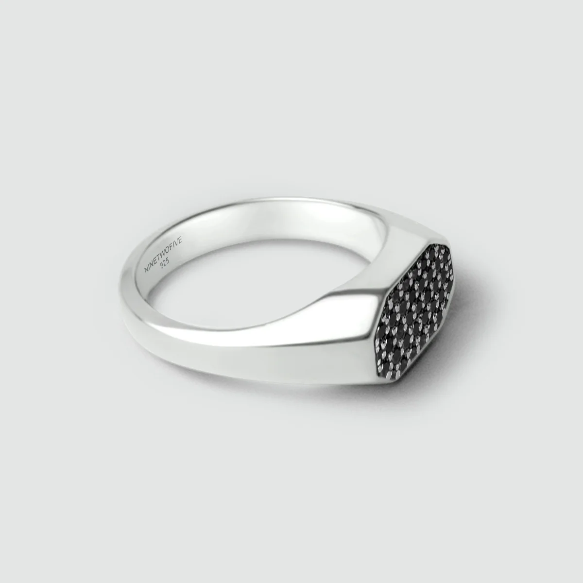 Azhar - Black Diamond Signet Ring 7mm - Image 9