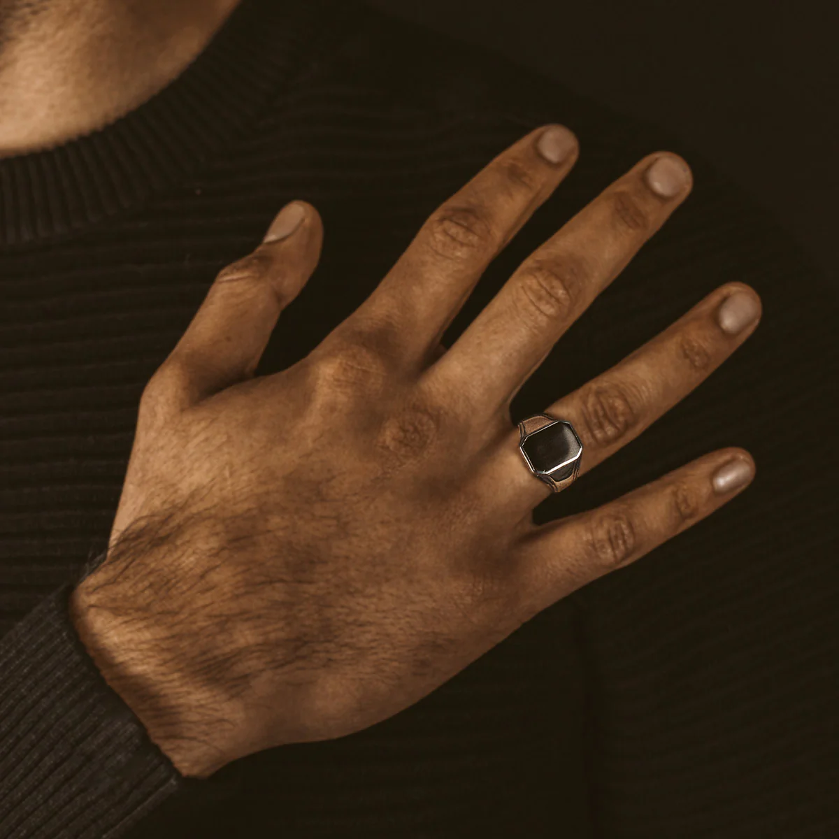 Baki - Black Onyx Signet Ring 17mm - Image 6