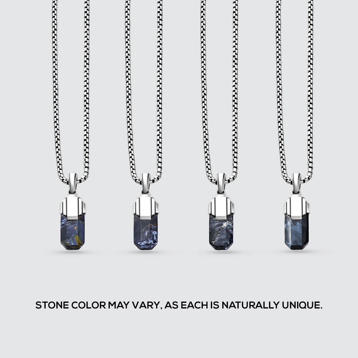 Tahrir - Art Deco Silver Blue Pietersite Pendant - Image 9