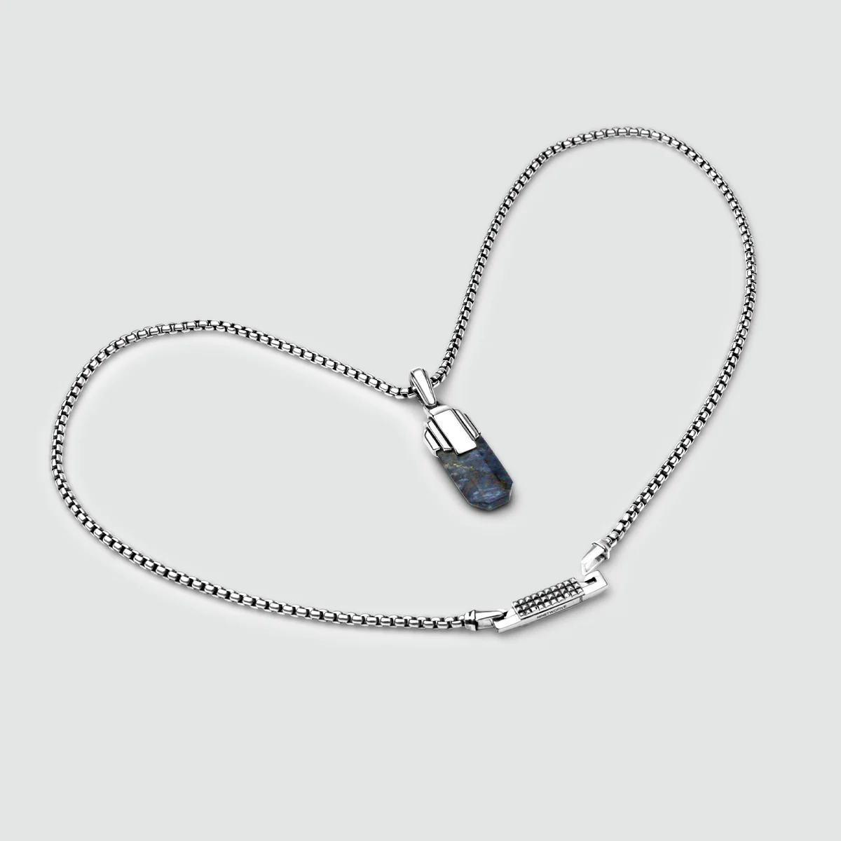 Tahrir - Art Deco Silver Blue Pietersite Pendant - Image 7