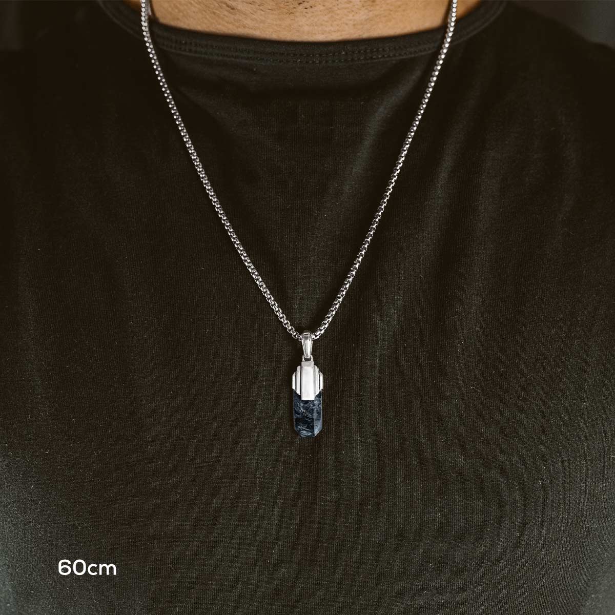 Tahrir - Art Deco Silver Blue Pietersite Pendant - Image 6