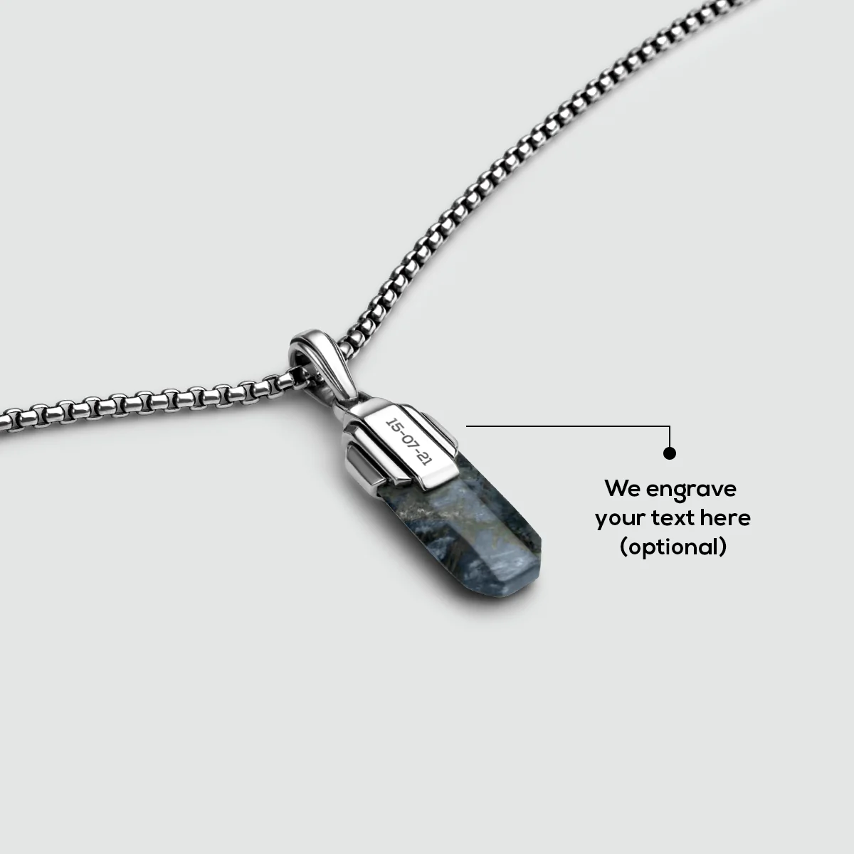 Tahrir - Art Deco Silver Blue Pietersite Pendant - Image 5