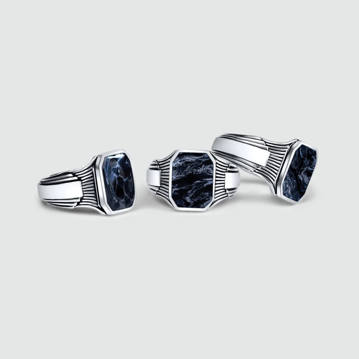 Bariq - Blue Pietersite Signet Ring 17mm - Image 12