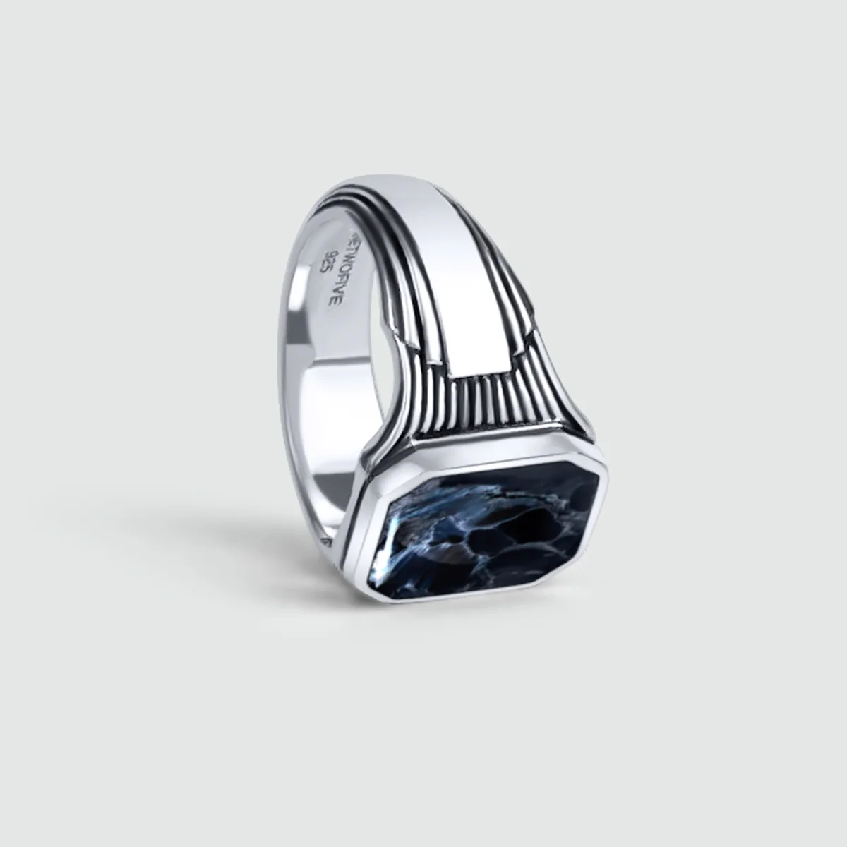 Bariq - Blue Pietersite Signet Ring 17mm - Image 3