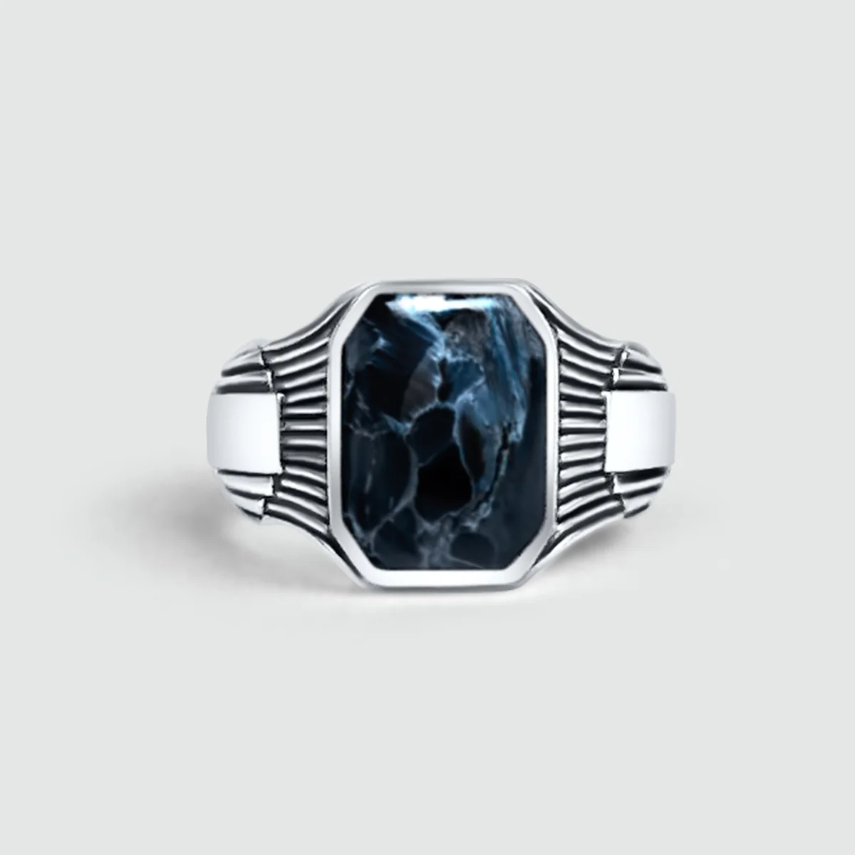 Bariq - Blue Pietersite Signet Ring 17mm - Image 5