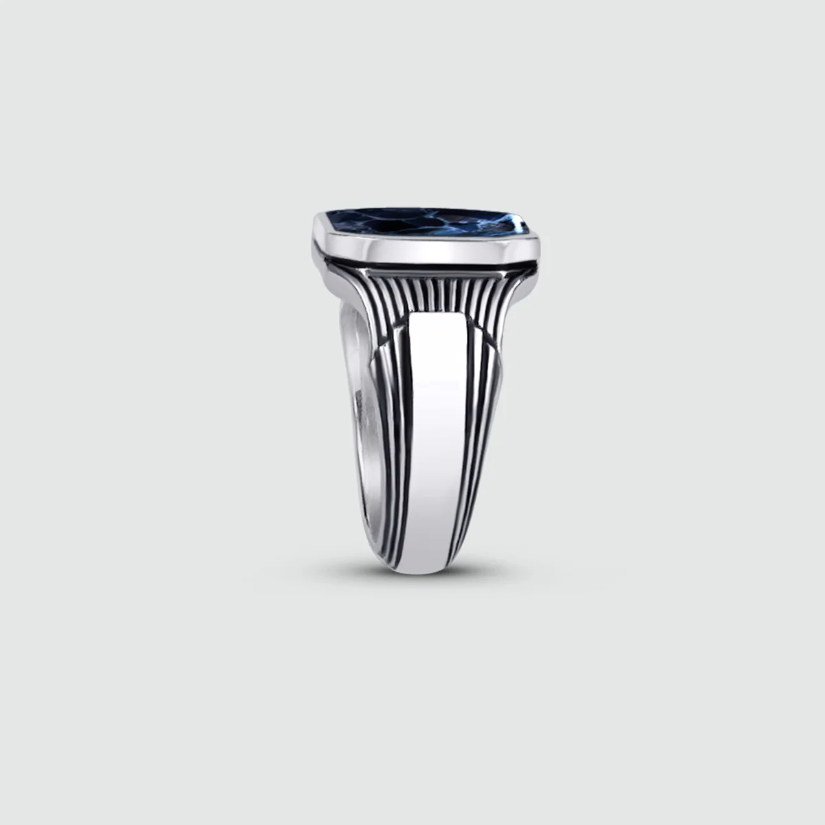 Bariq - Blue Pietersite Signet Ring 17mm - Image 7