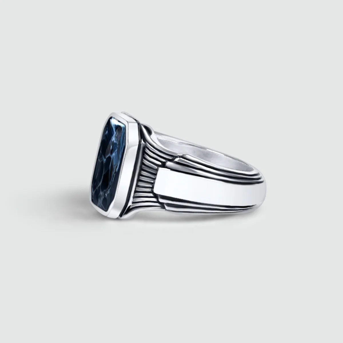 Bariq - Blue Pietersite Signet Ring 17mm - Image 8