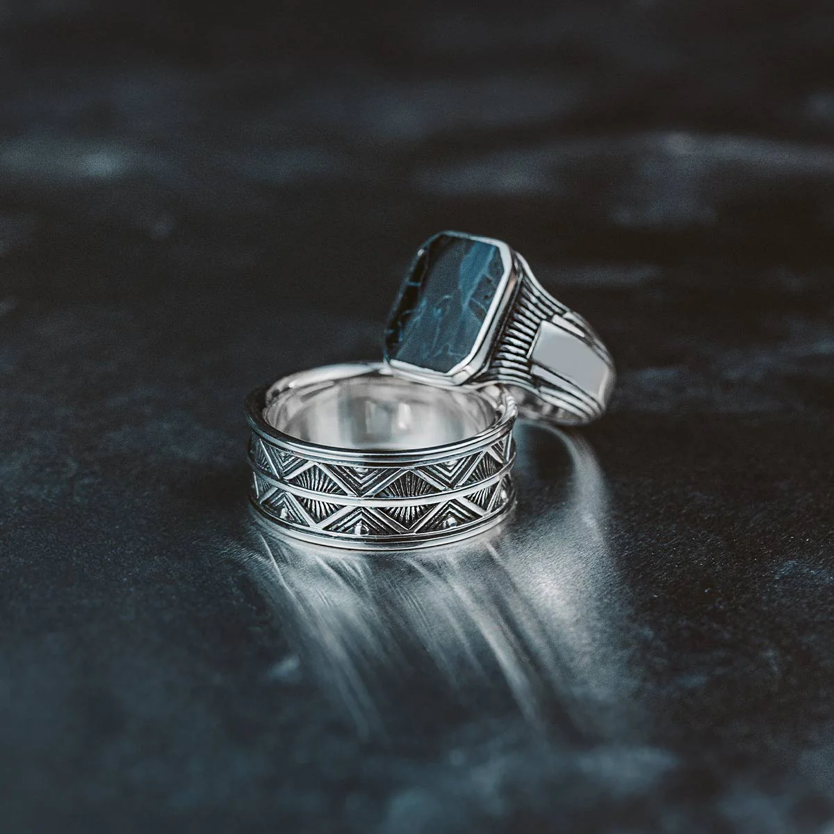 Basel - Oxidised Sterling Silver Ring 10mm - Image 10