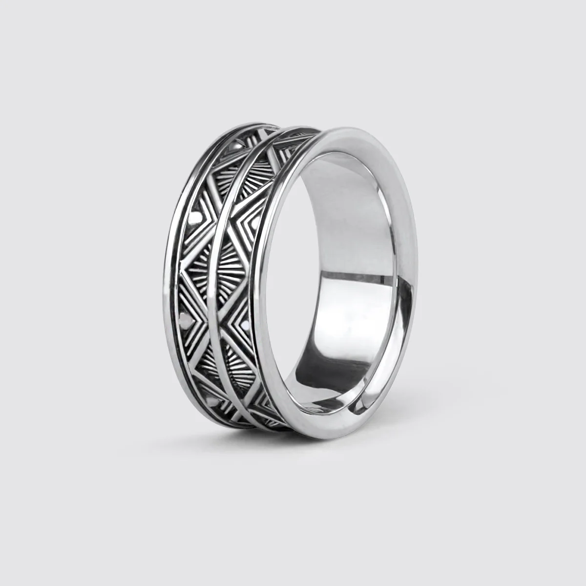 Basel - Oxidised Sterling Silver Ring 10mm - Image 3