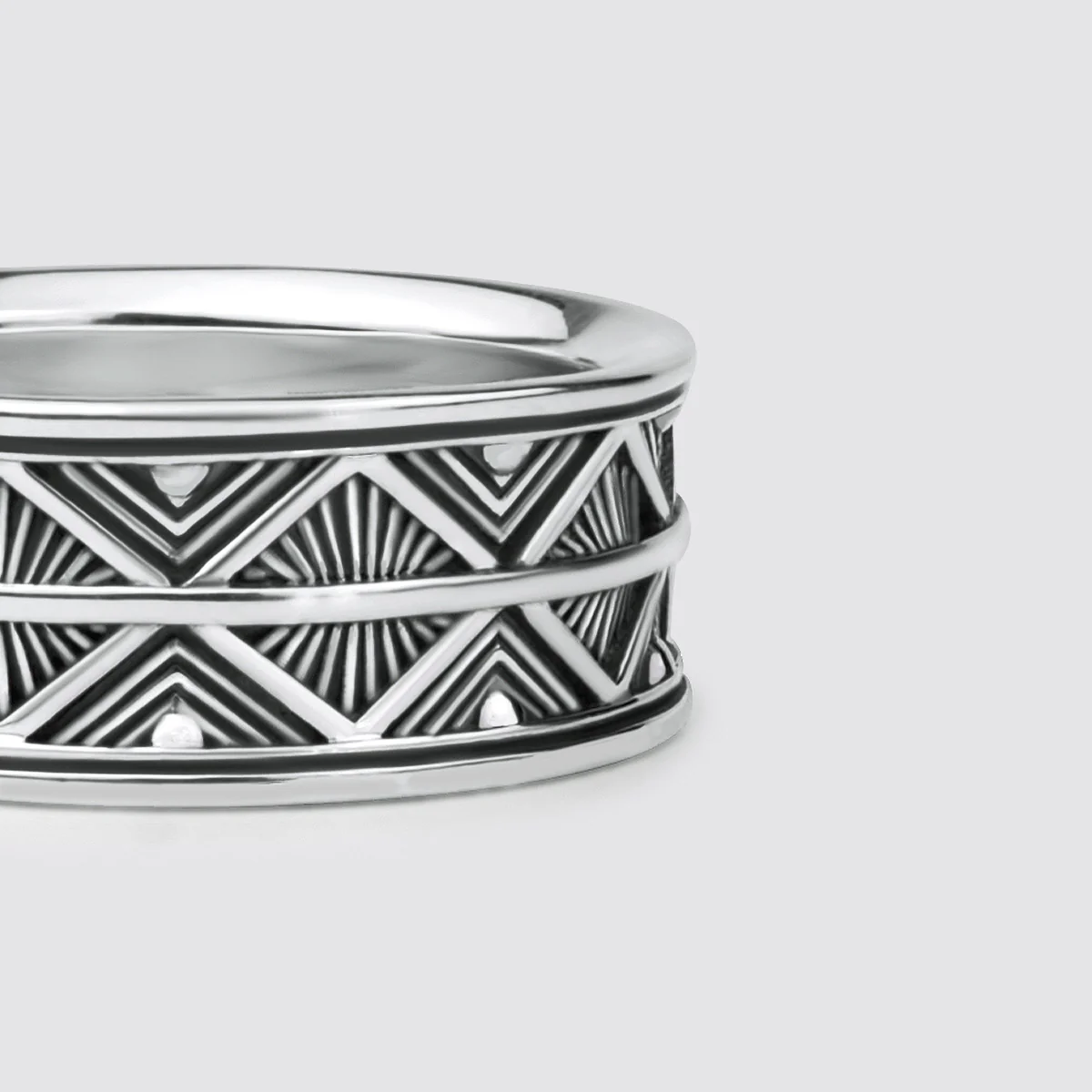 Basel - Oxidised Sterling Silver Ring 10mm - Image 5