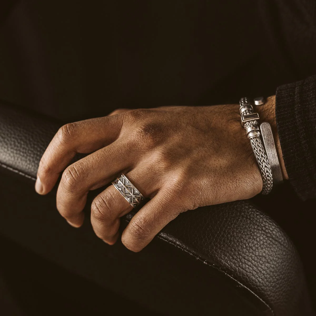 Basel - Oxidised Sterling Silver Ring 10mm - Image 6