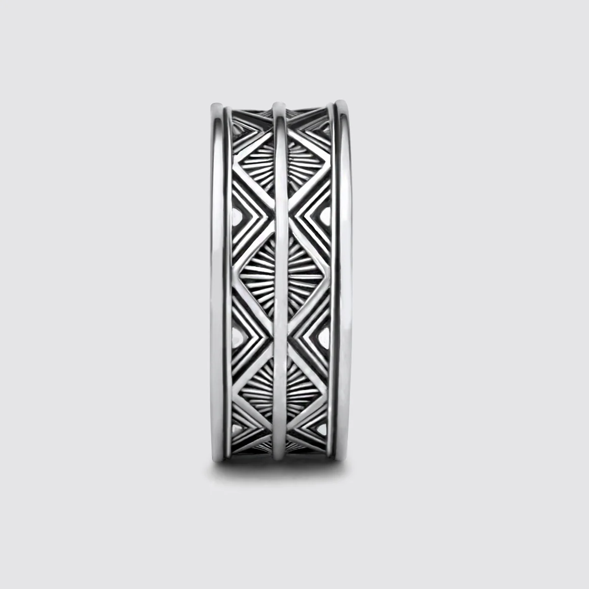 Basel - Oxidised Sterling Silver Ring 10mm - Image 7