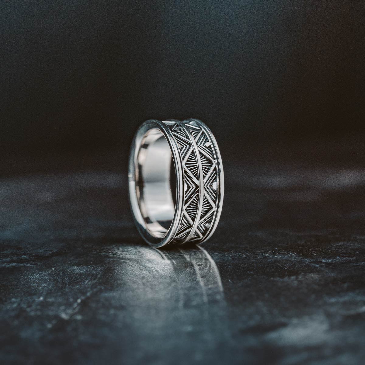 Basel - Oxidised Sterling Silver Ring 10mm - Image 8
