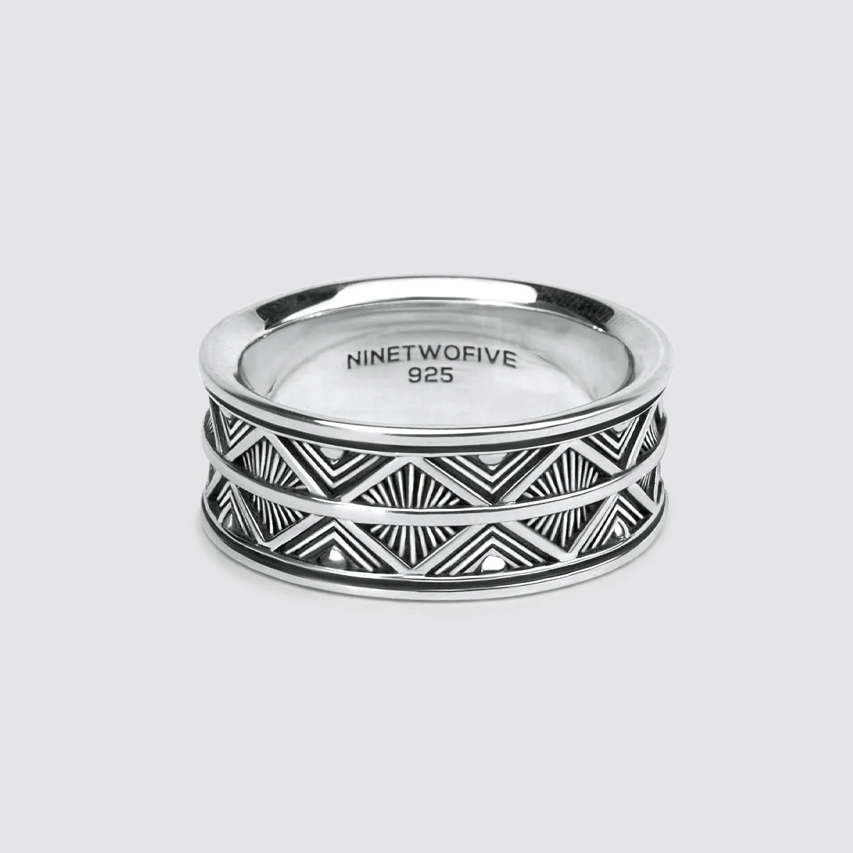 Basel - Oxidised Sterling Silver Ring 10mm - Image 9
