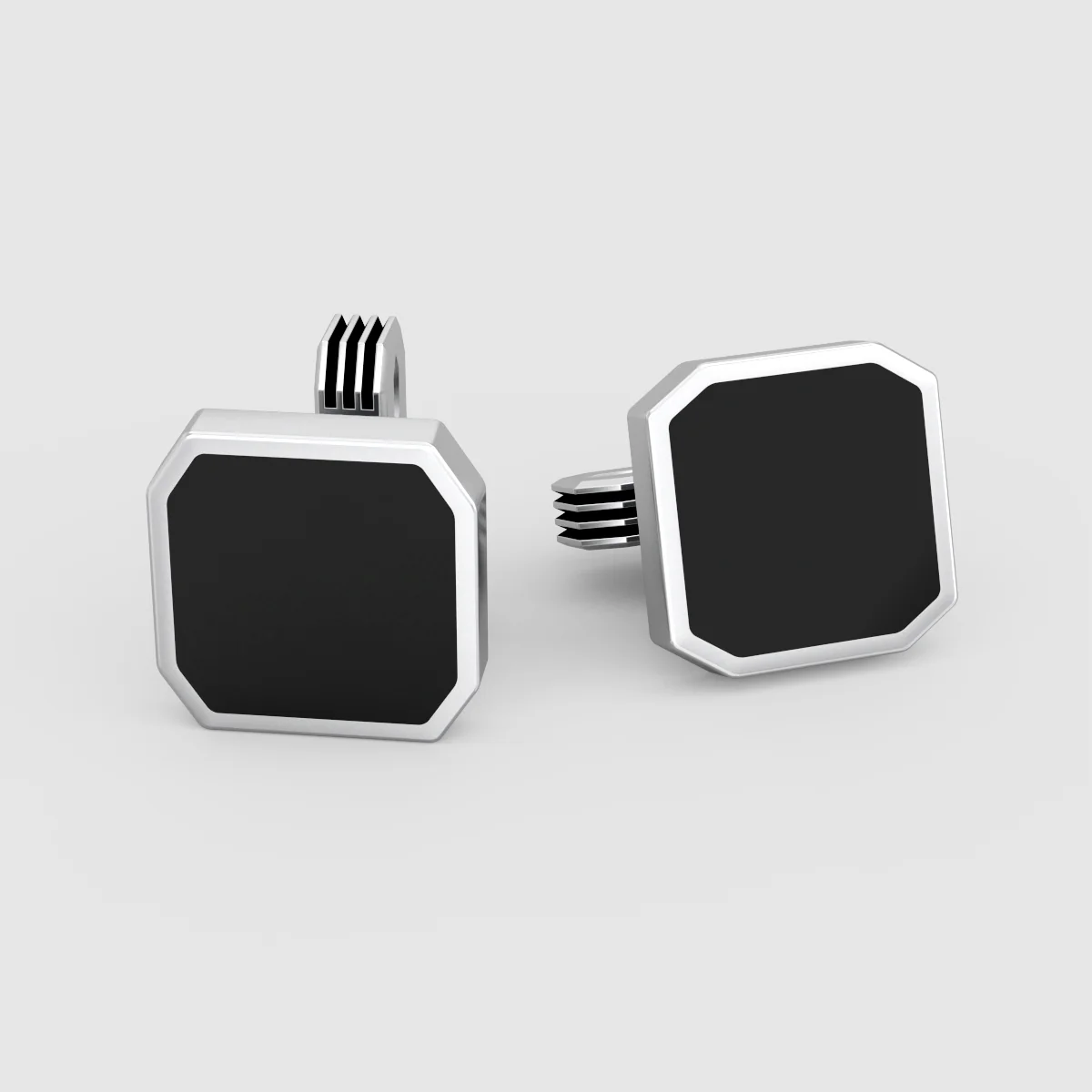 Nael – Black Onyx Silver Cufflinks 12mm - Image 3