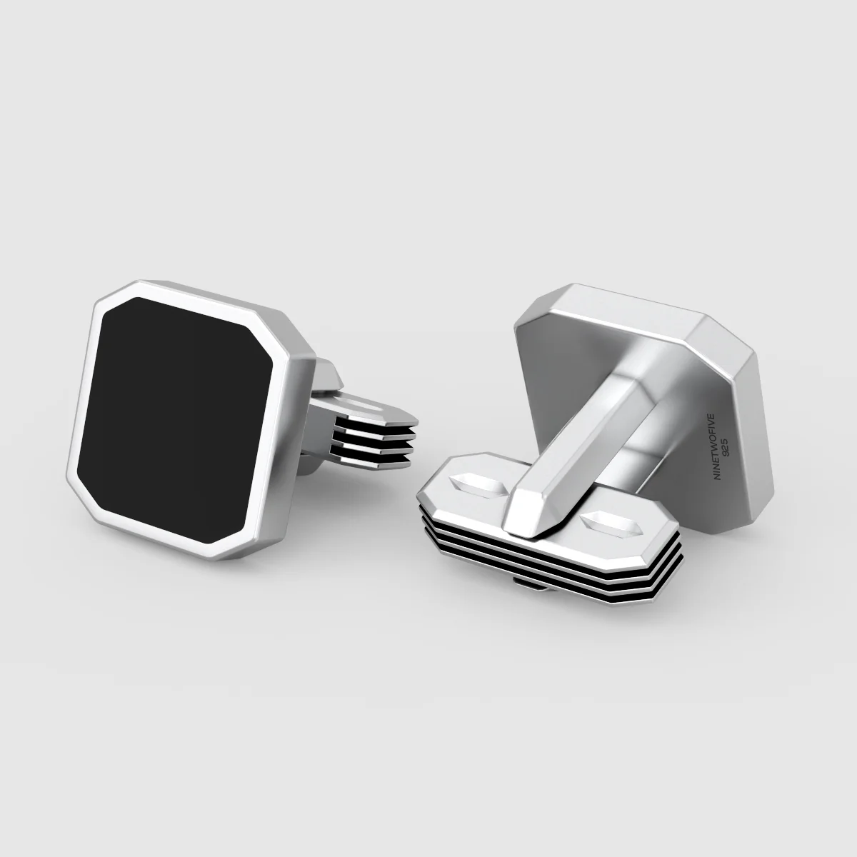 Nael – Black Onyx Silver Cufflinks 12mm - Image 5