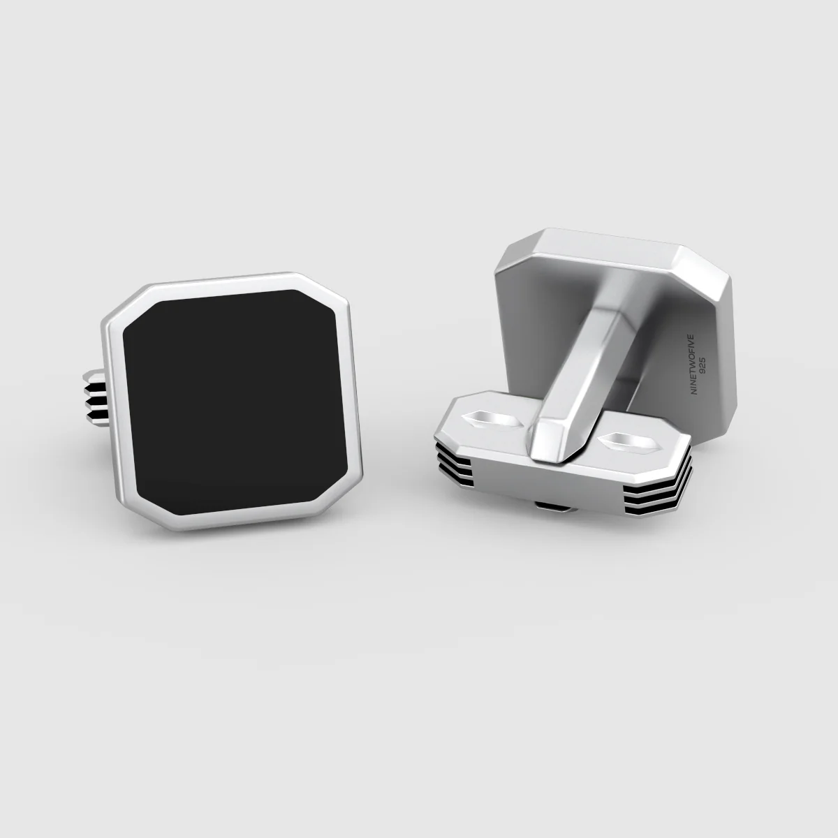 Nael – Black Onyx Silver Cufflinks 12mm - Image 7