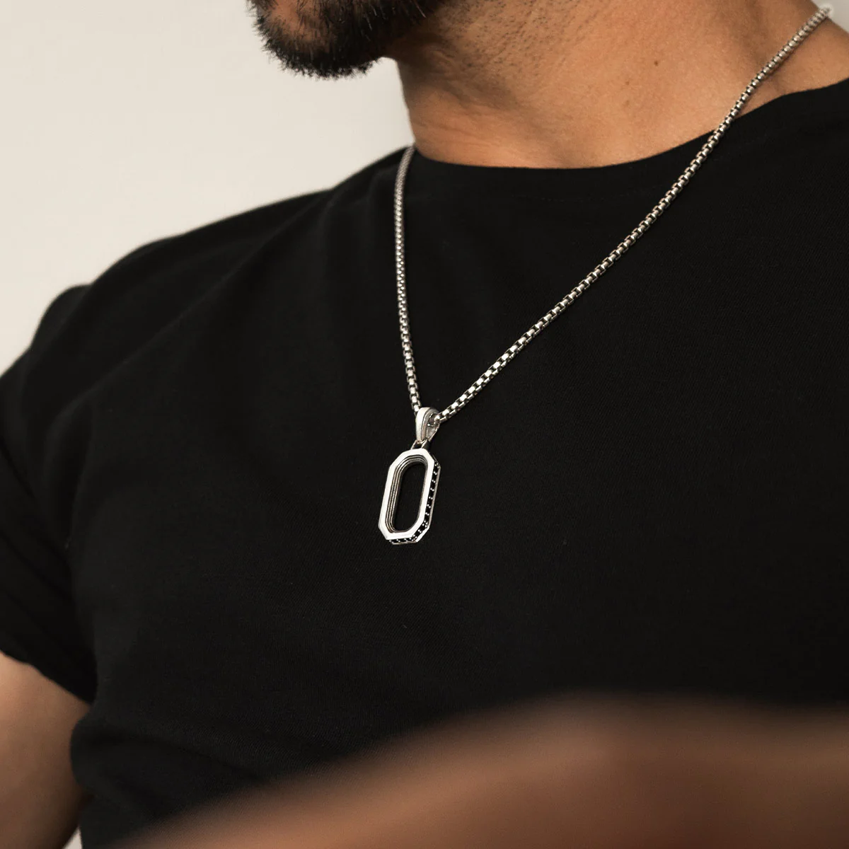 Durwās - Arch Pendant Silver with Black Diamonds - Image 6
