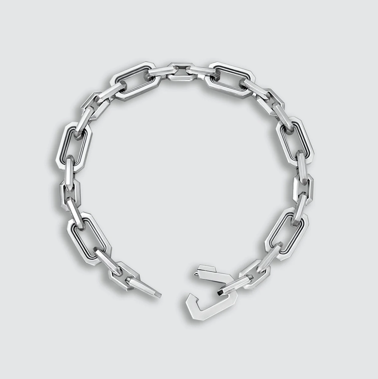 Aqdās - Roman Sterling Silver Chain Link Bracelet 8.5mm - Image 5