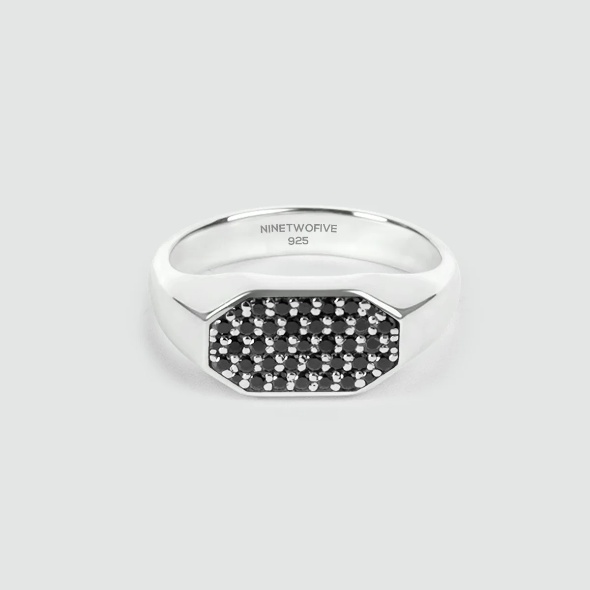 Azhar - Black Diamond Signet Ring 7mm - Image 5