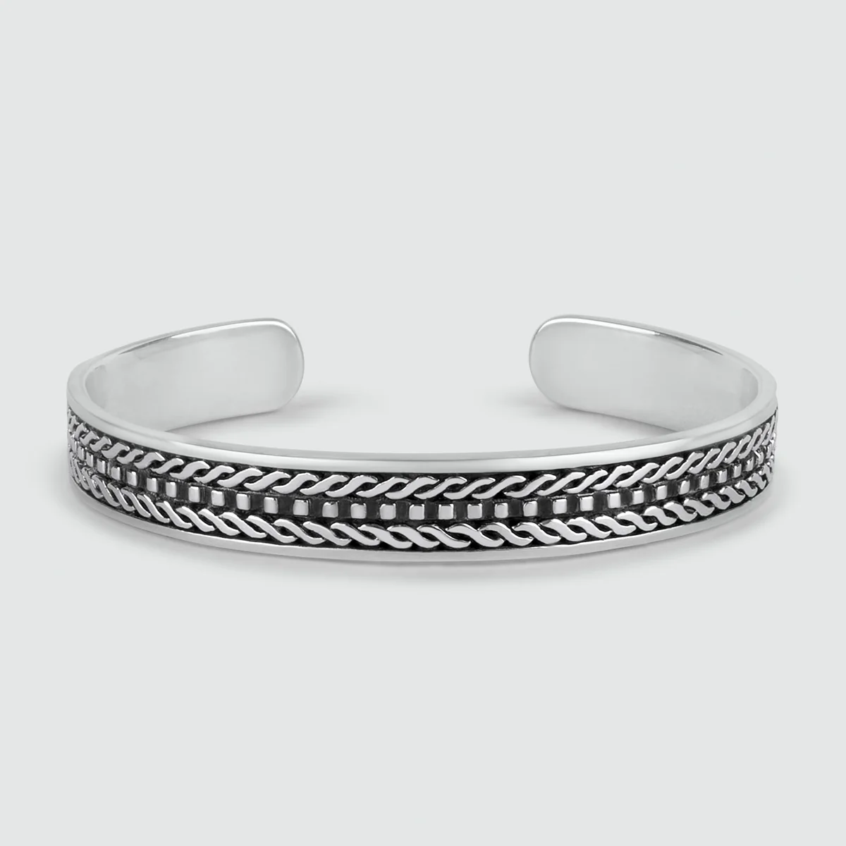 Fariq - Oxidised Sterling Silver Bangle 10mm - Image 5