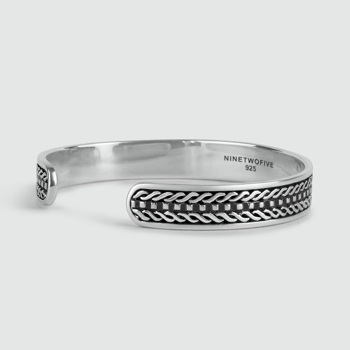 Fariq - Oxidised Sterling Silver Bangle 10mm - Image 8