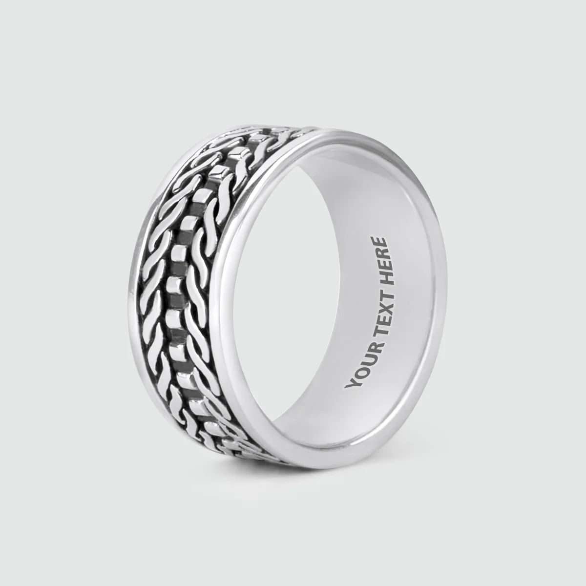 Fariq - Oxidised Sterling Silver Ring 10mm - Image 5