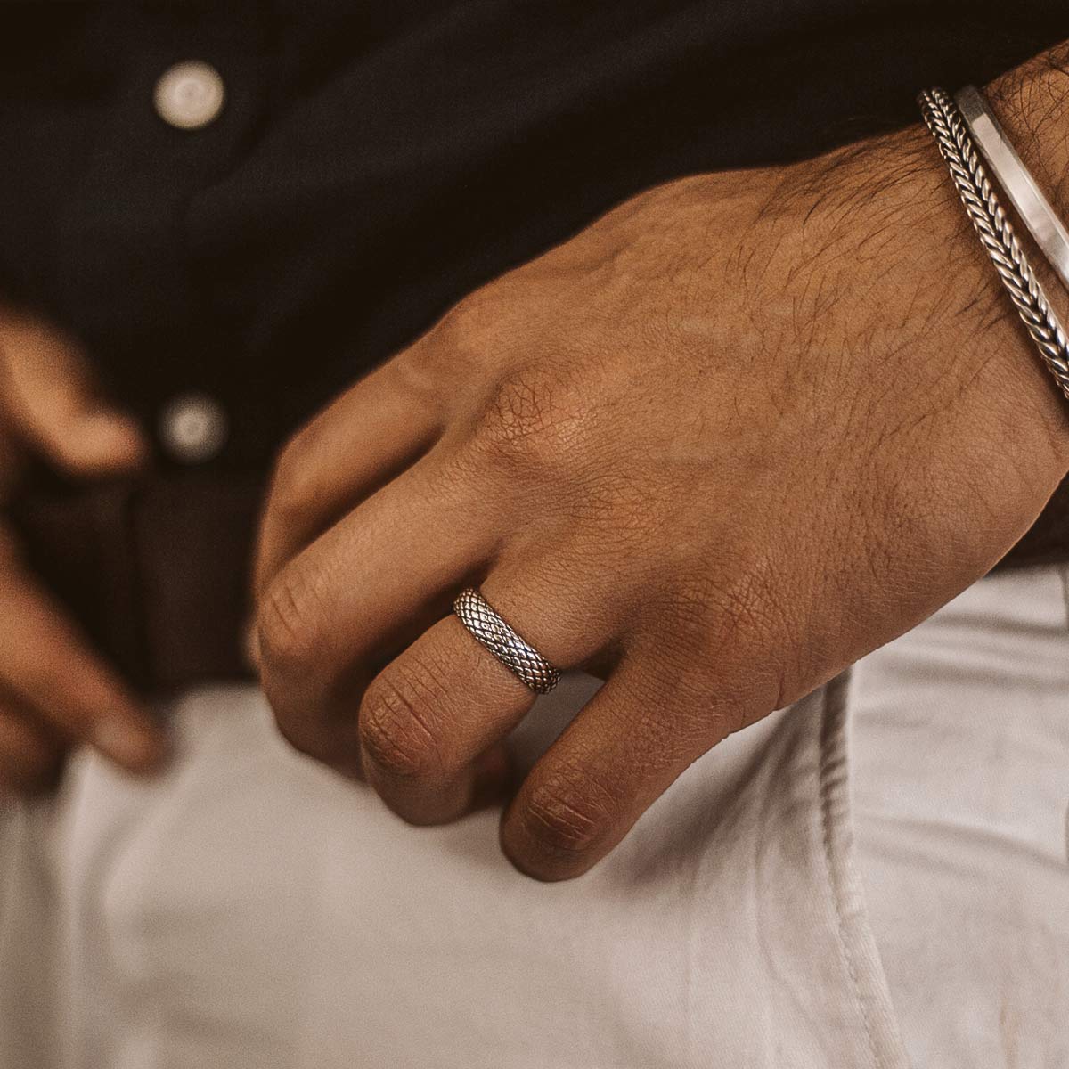 Ferran - Oxidised Sterling Silver Ring 6mm - Image 4