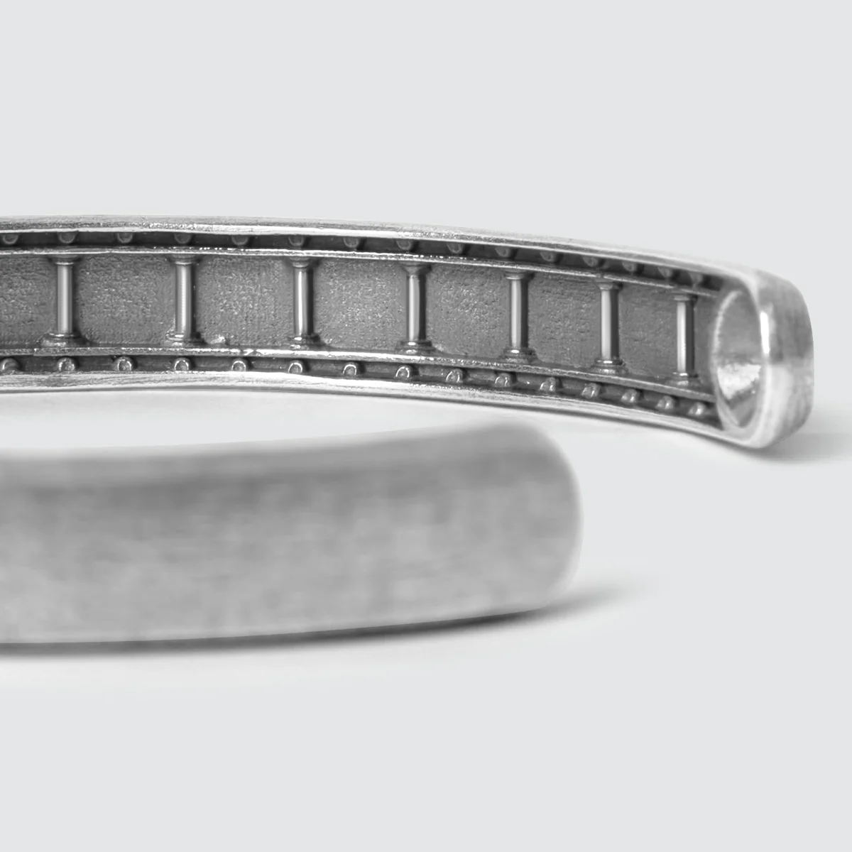 Fudail - Rough Brushed Sterling Silver Bangle 8mm - Image 11