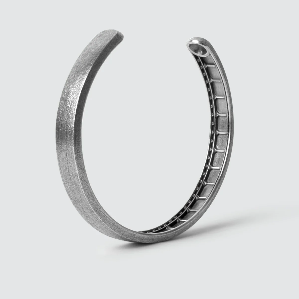 Fudail - Rough Brushed Sterling Silver Bangle 8mm - Image 3