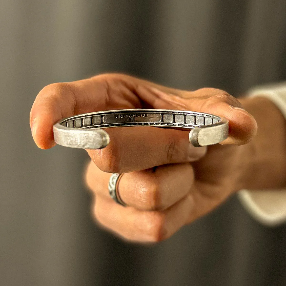 Fudail - Rough Brushed Sterling Silver Bangle 8mm - Image 4