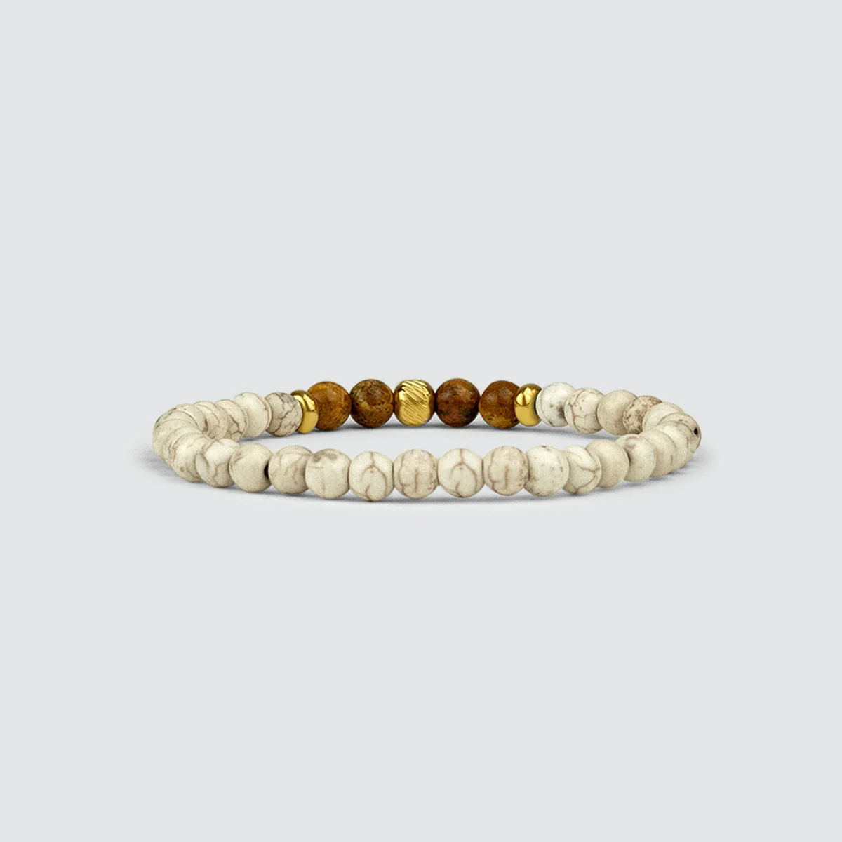 Ramli - Gold Beige Beaded Bracelet 6mm - Image 3