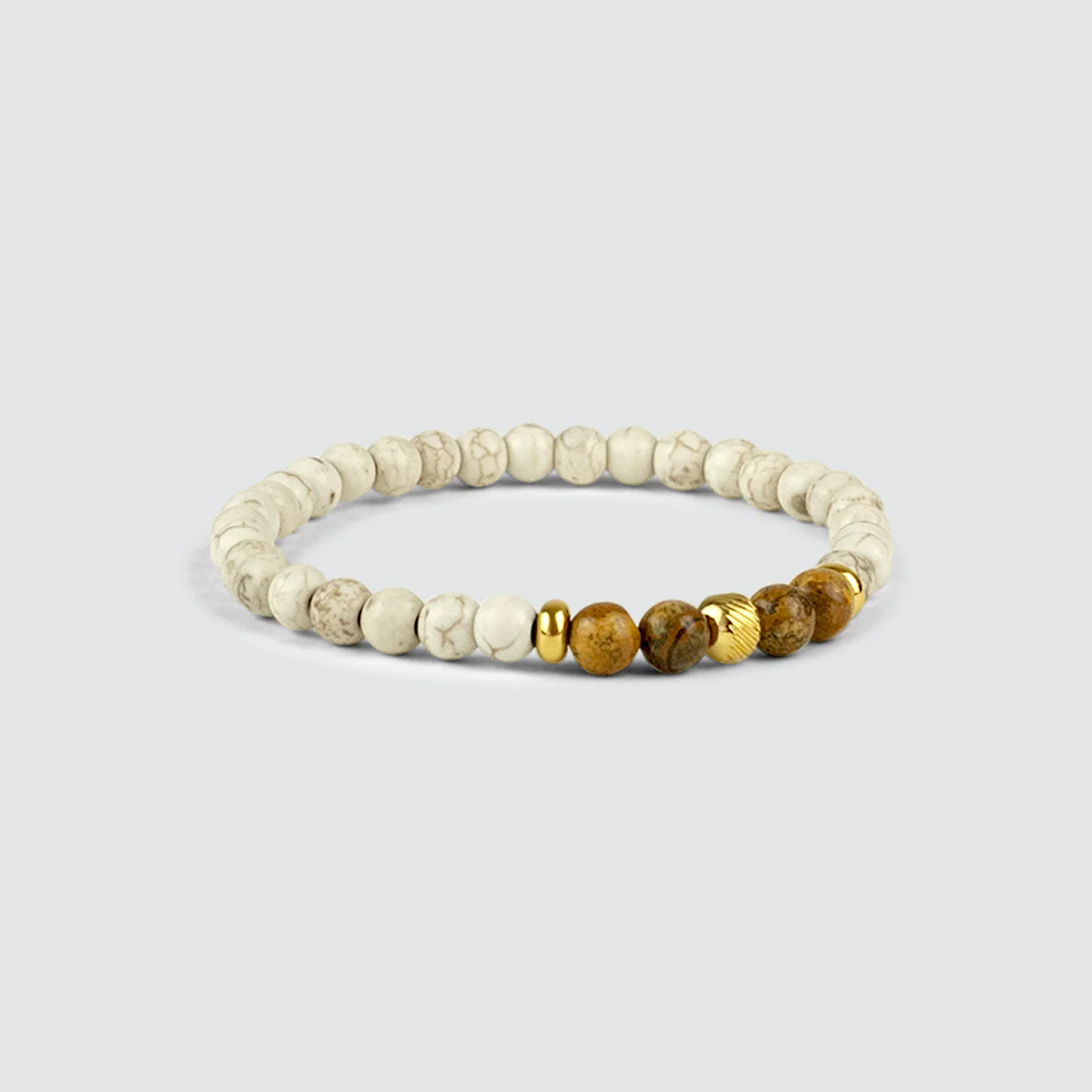 Ramli - Gold Beige Beaded Bracelet 6mm - Image 9