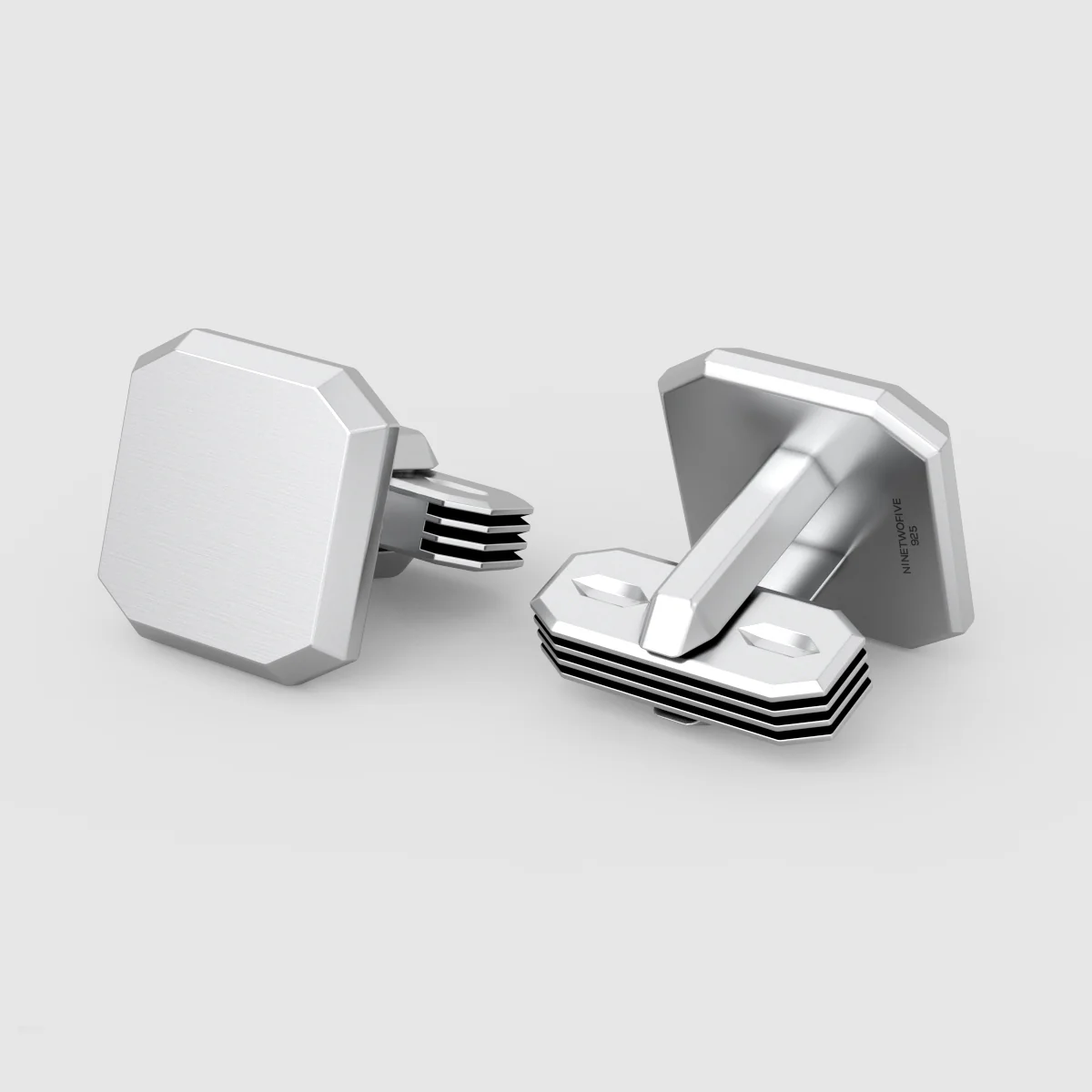 Hayel - Matt Finish Silver Cufflinks 12mm - Image 3