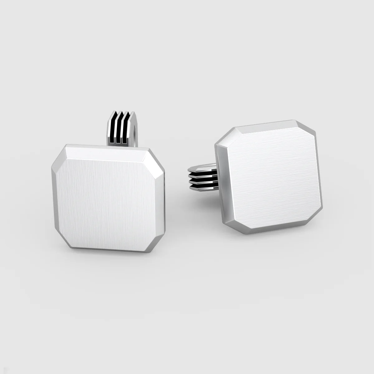 Hayel - Matt Finish Silver Cufflinks 12mm - Image 5