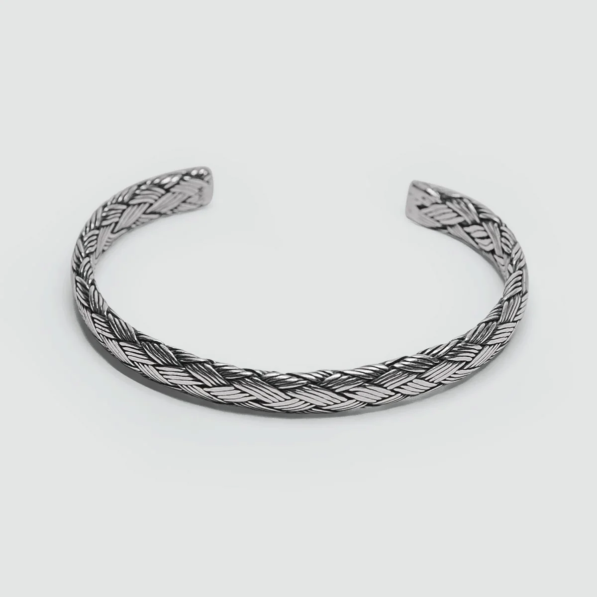 Idris - Braided Silver Bangle Bracelet 8mm - Image 3